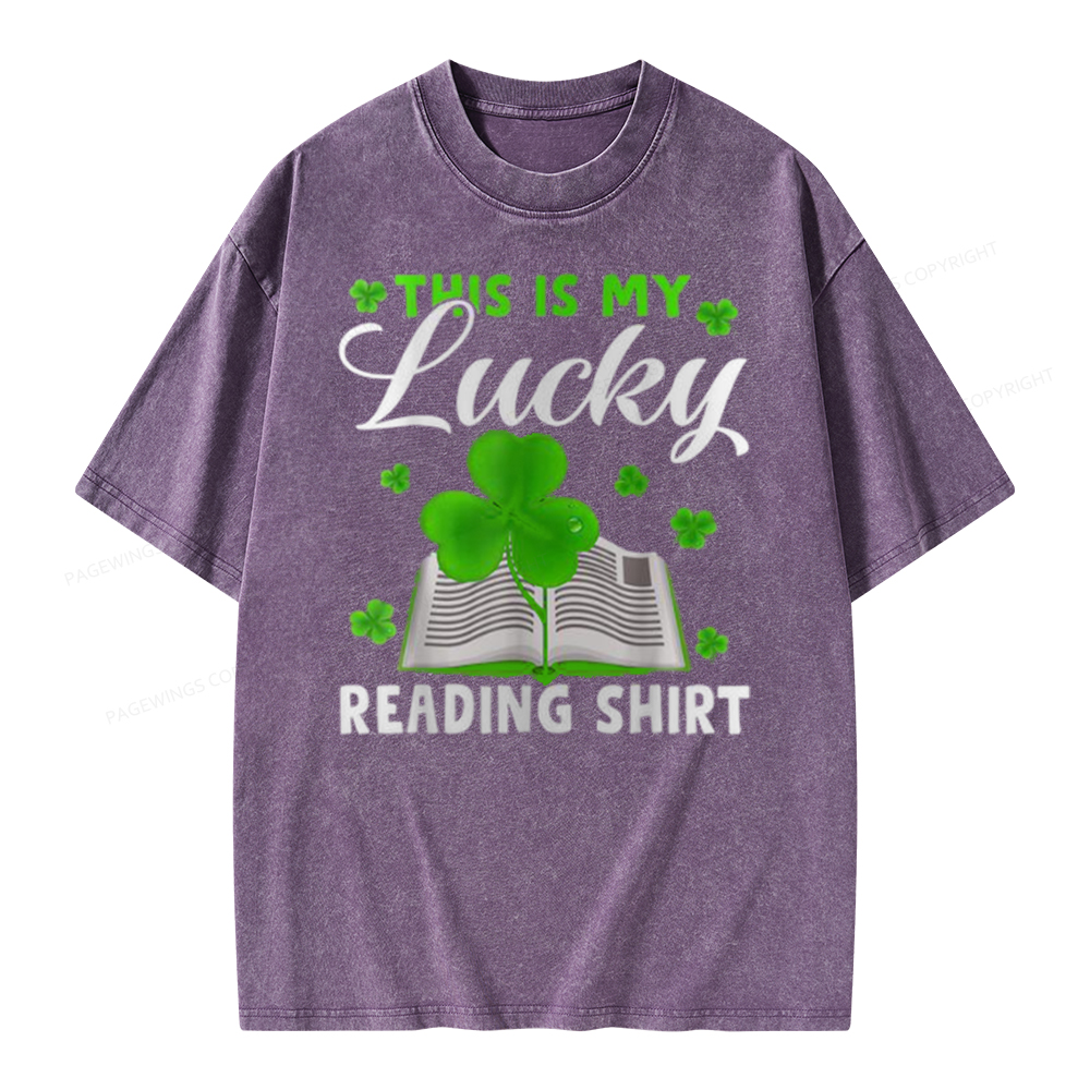 Pagewing Lucky Reading St Patricks Day Book Lover Unisex Washed T-shirt