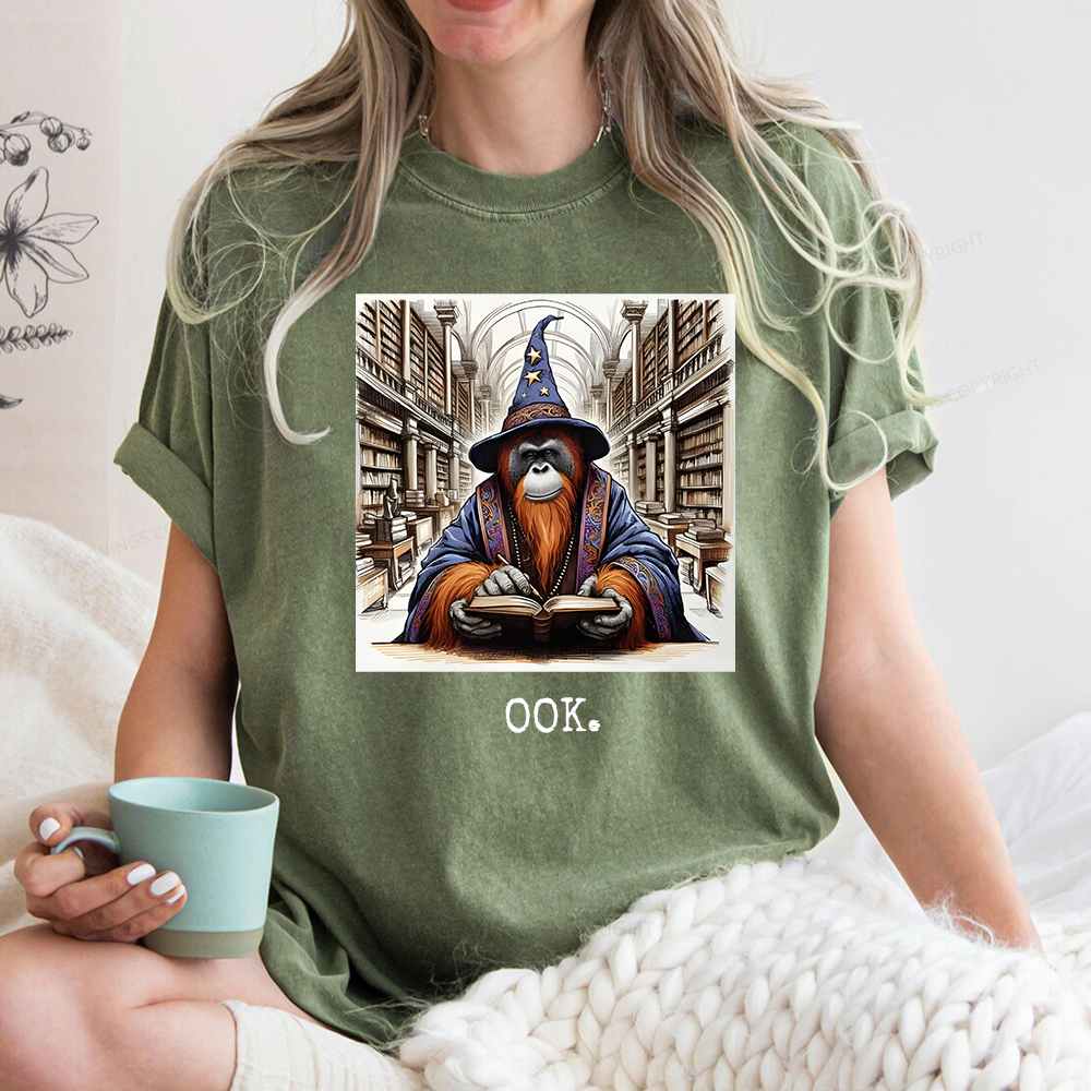Pagewings Orangutan Librarian OOK  Unisex Washed T-shirt