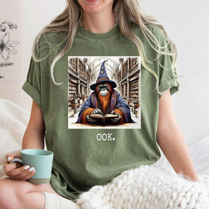 Pagewings Orangutan Librarian OOK  Unisex Washed T-shirt