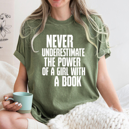 Pagewings The Power Of A Girl With A Book Unisex Washed T-shirt