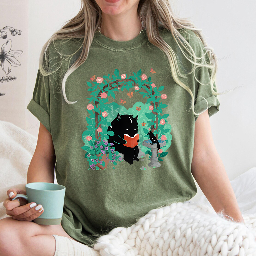 Pagewings Book Reading Monster Unisex Washed T-shirt