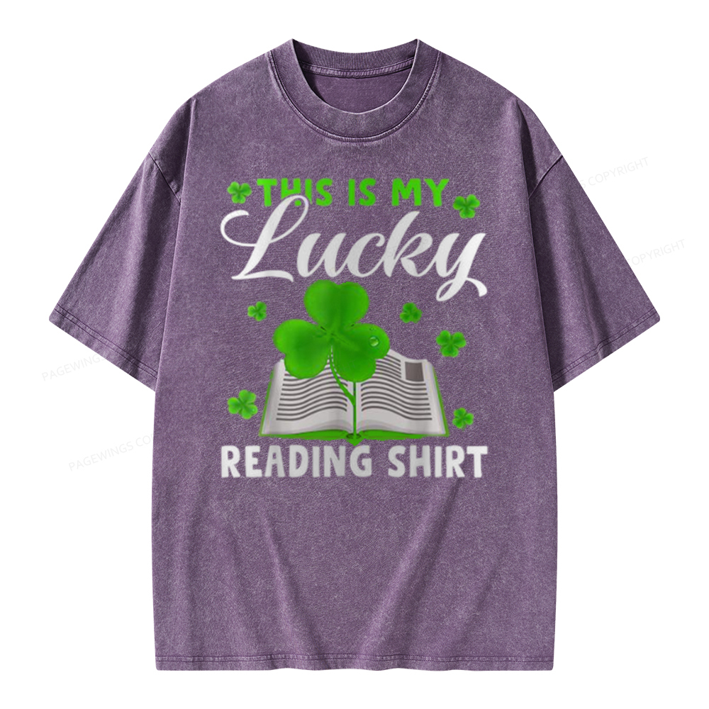 Pagewing Lucky Reading St Patricks Day Book Lover Unisex Washed T-shirt