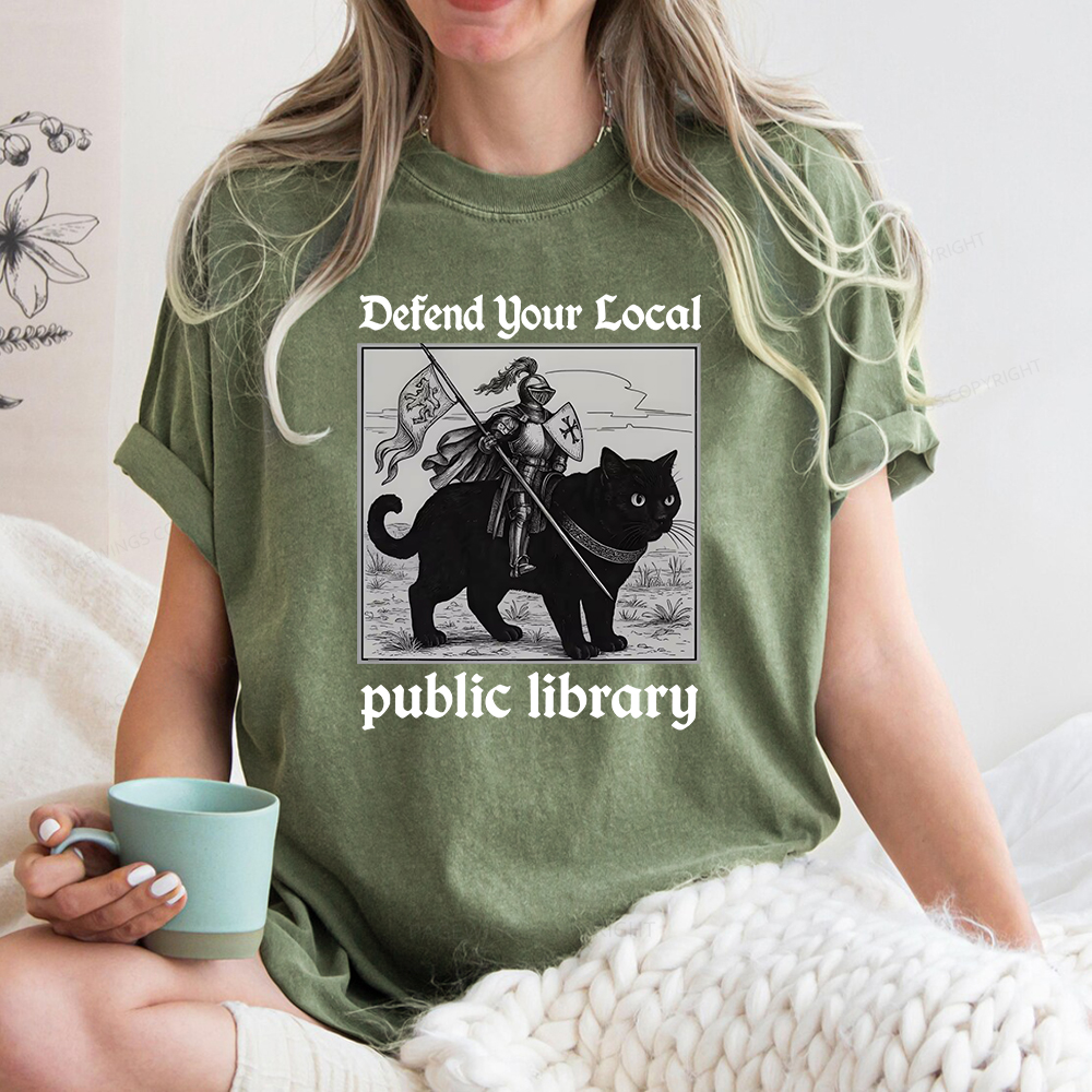 Pagewings Defend Your Local public library Unisex Washed T-shirt
