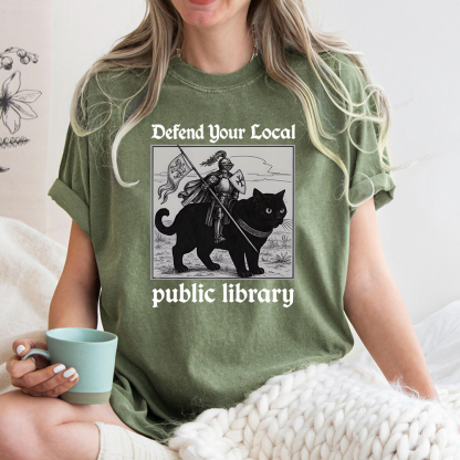 Pagewings Defend Your Local public library Unisex Washed T-shirt