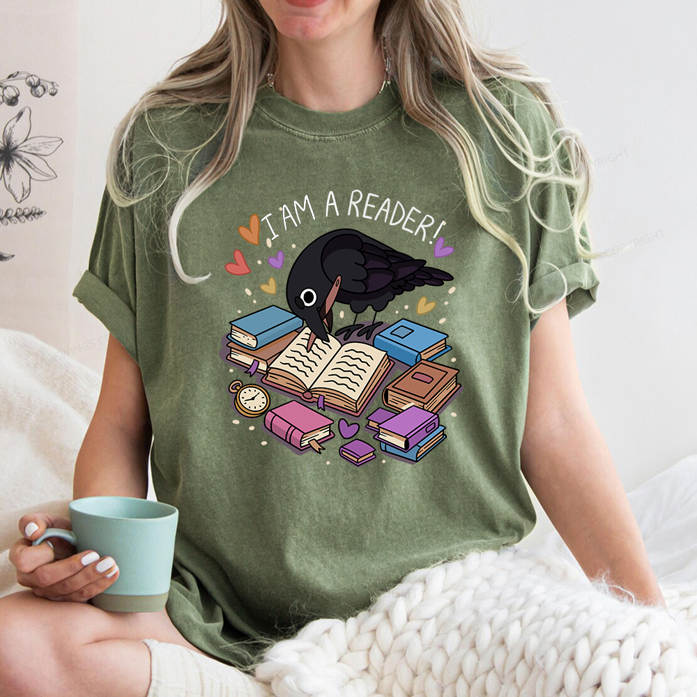Pagewings I Am An Reader Unisex Washed T-shirt