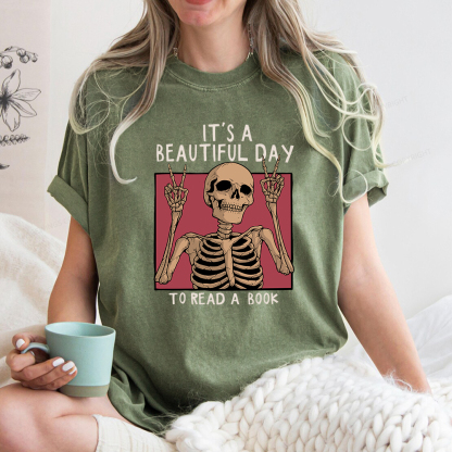 Pagewings It's A Beautiful Day To Read A Book Unisex Washed T-shirt