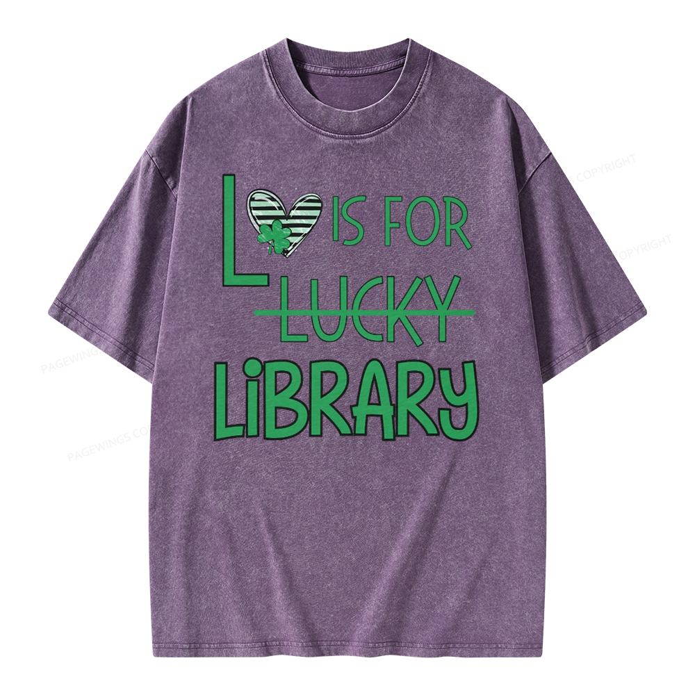 Pagewing St Patricks Day Librarian Tshirt Shirt Unisex Washed T-shirt