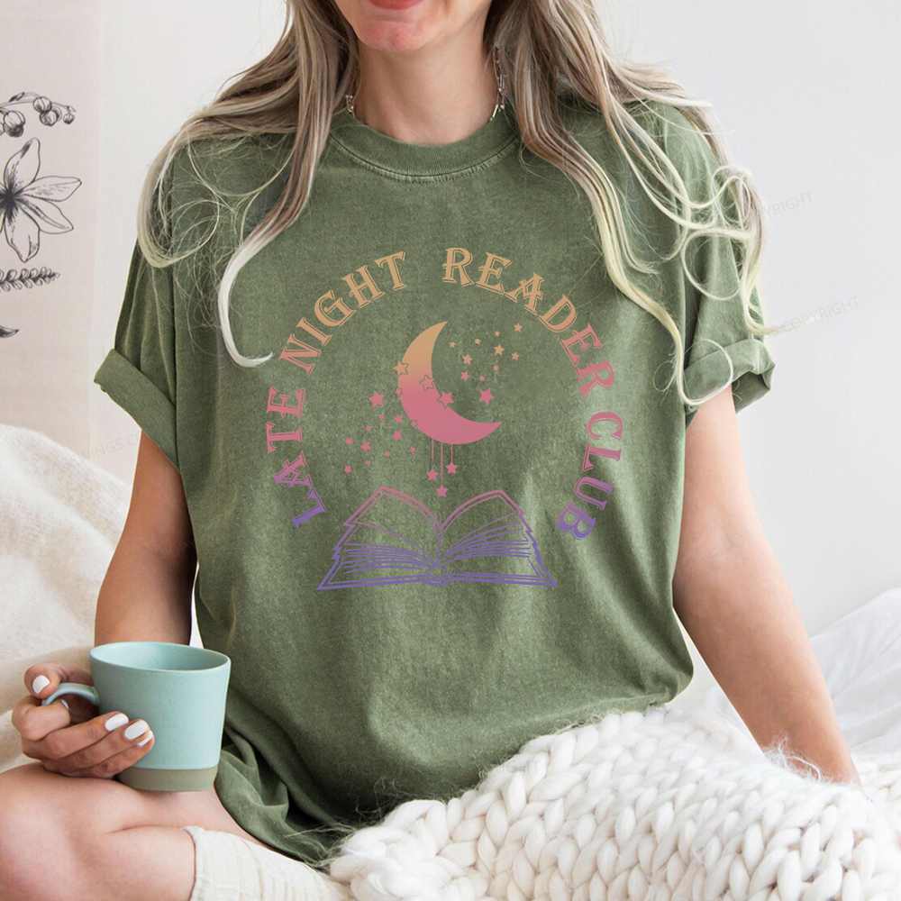 Pagewings Late Night Reader Club Unisex Washed T-shirt