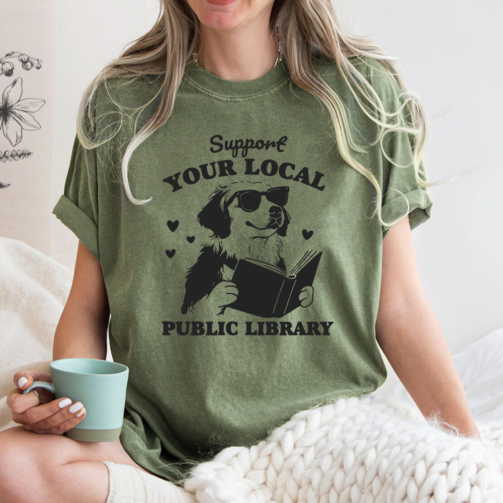 Pagewings Support Your Local Public Library Unisex Washed T-shirt