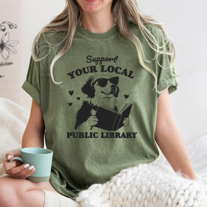 Pagewings Support Your Local Public Library Unisex Washed T-shirt