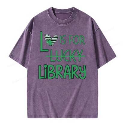 Pagewing St Patricks Day Librarian Tshirt Shirt Unisex Washed T-shirt