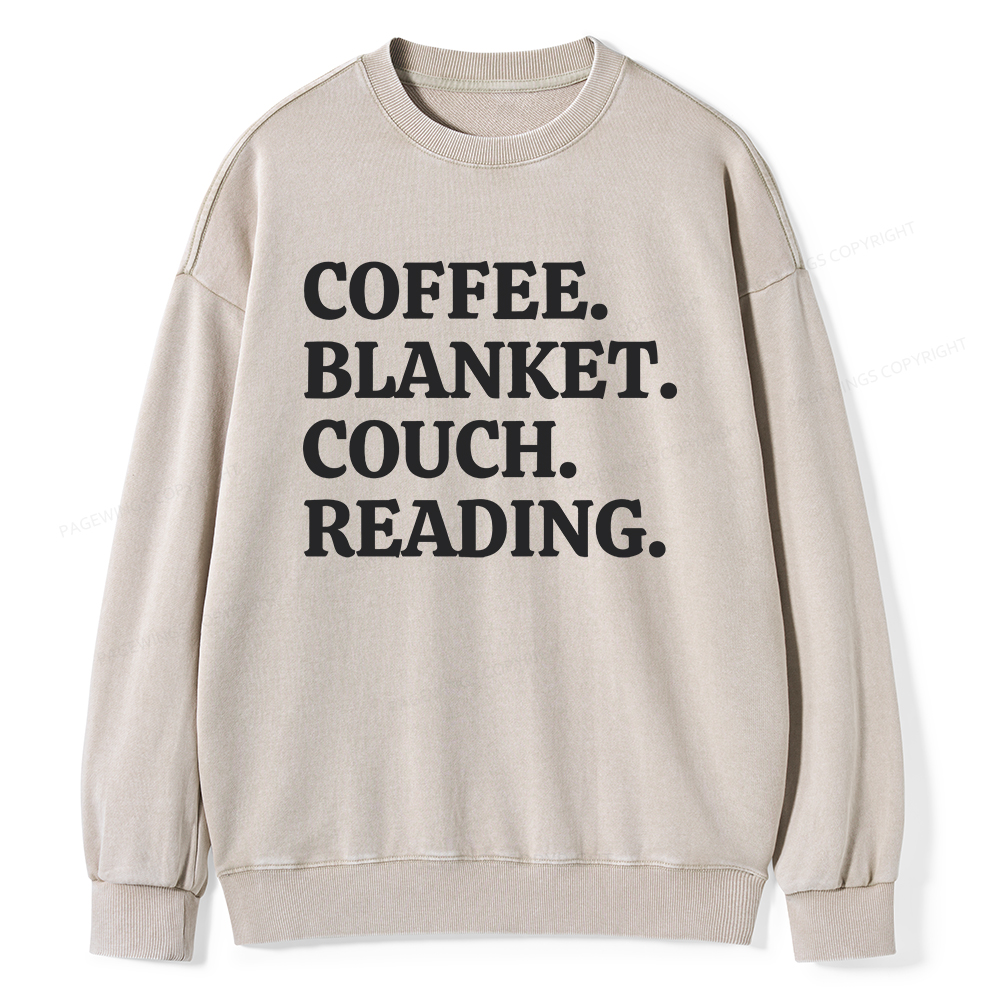 Pagewings Coffee Blanket Couch Reading Unisex Washed Sweatshirt