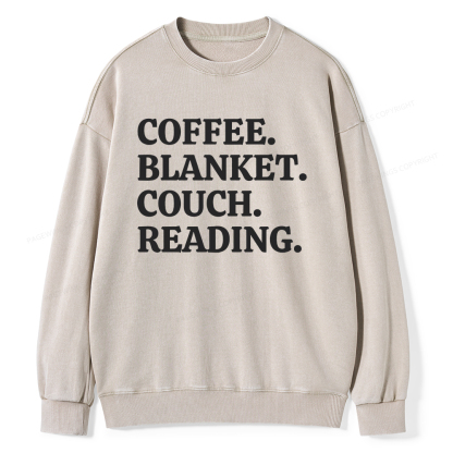 Pagewings Coffee Blanket Couch Reading Unisex Washed Sweatshirt