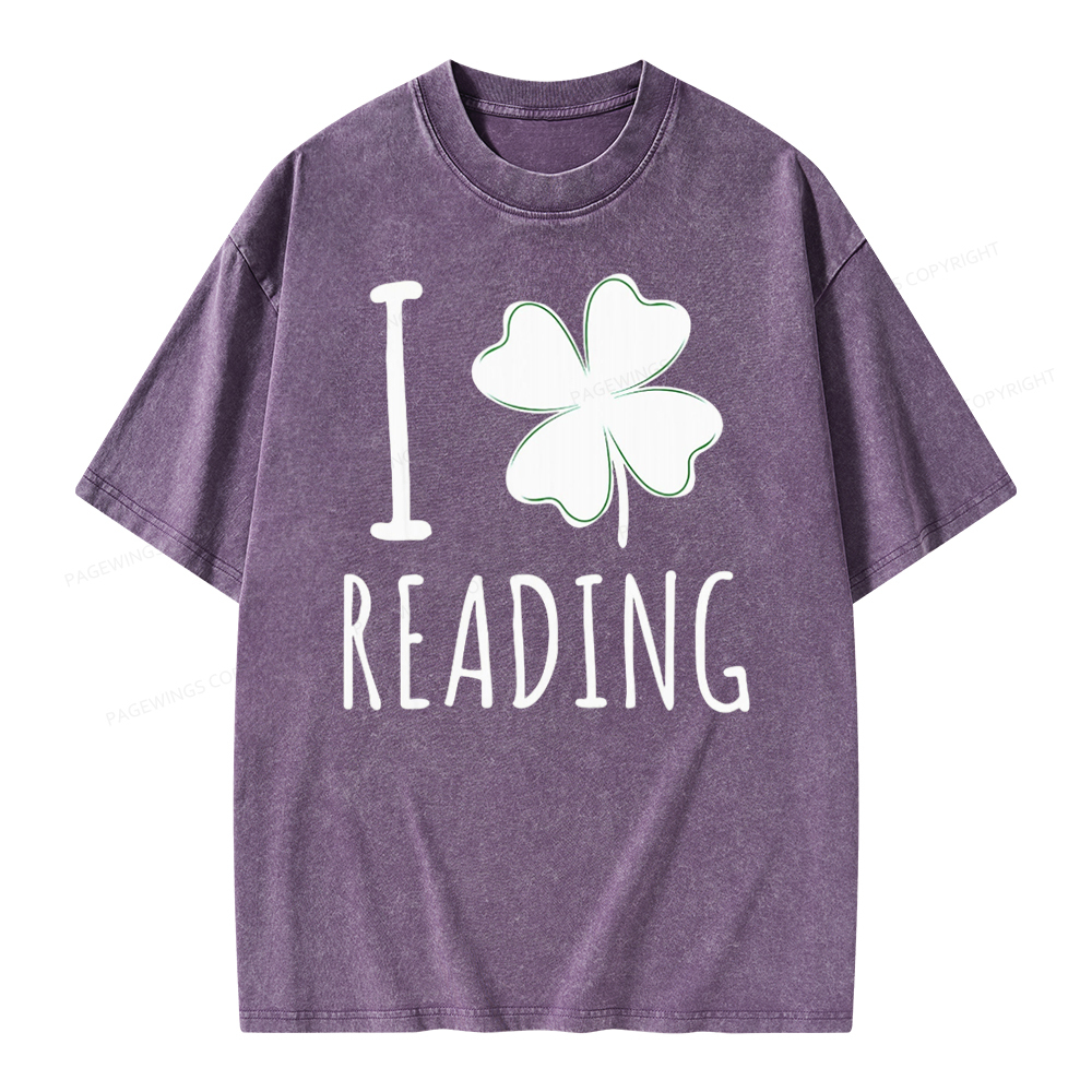 Pagewing St Patricks Day Book Lover Shirt Unisex Washed T-shirt