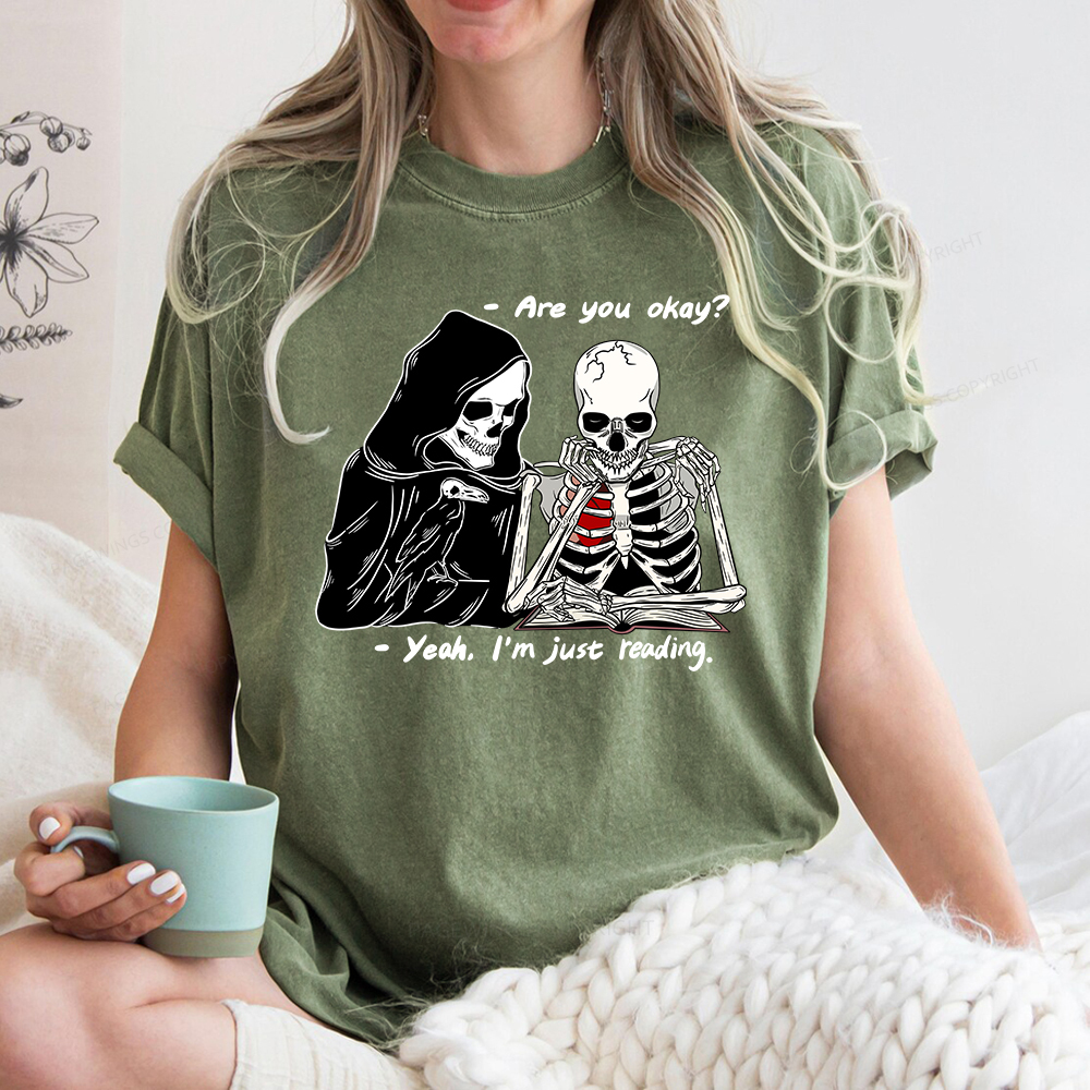 Pagewings Yeah I'm Just Reading Unisex Washed T-shirt
