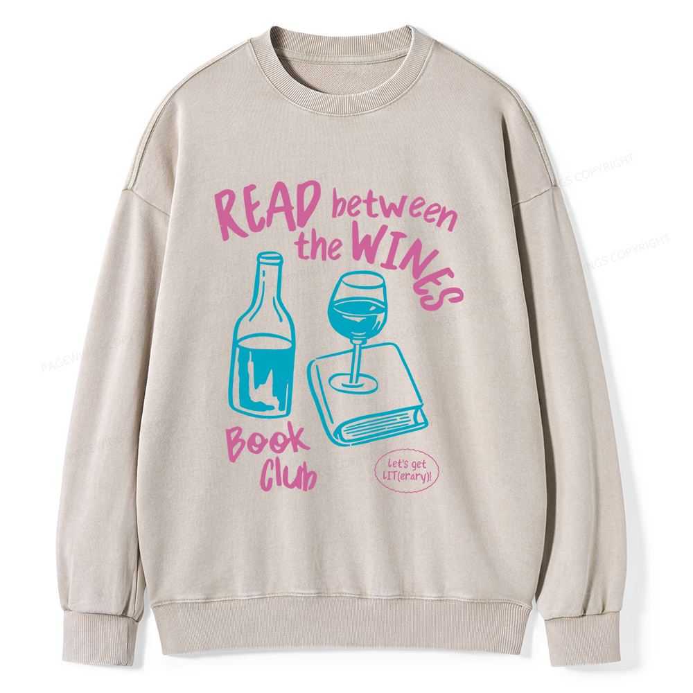 Pagewings Wine Lover Book Club Unisex Washed Sweatshirt