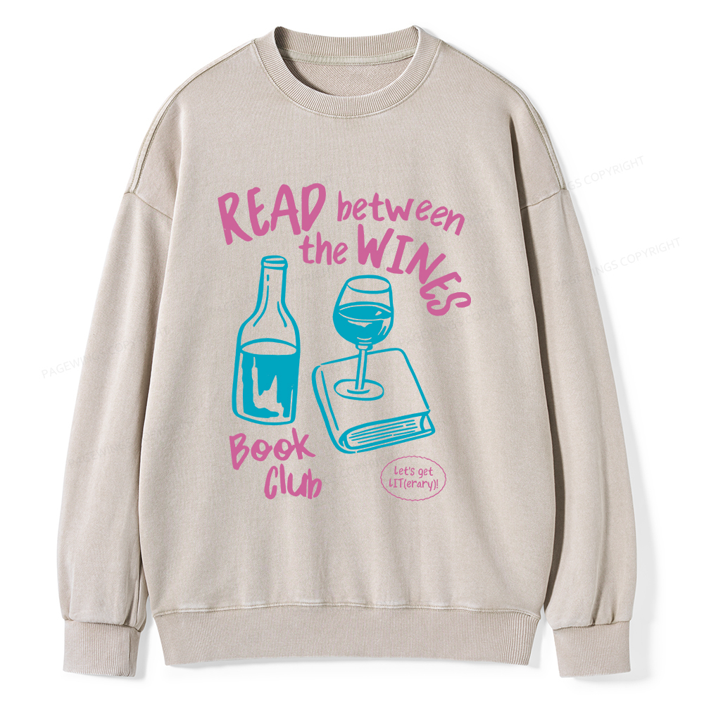 Pagewings Wine Lover Book Club Unisex Washed Sweatshirt