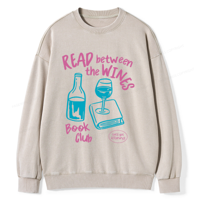 Pagewings Wine Lover Book Club Unisex Washed Sweatshirt
