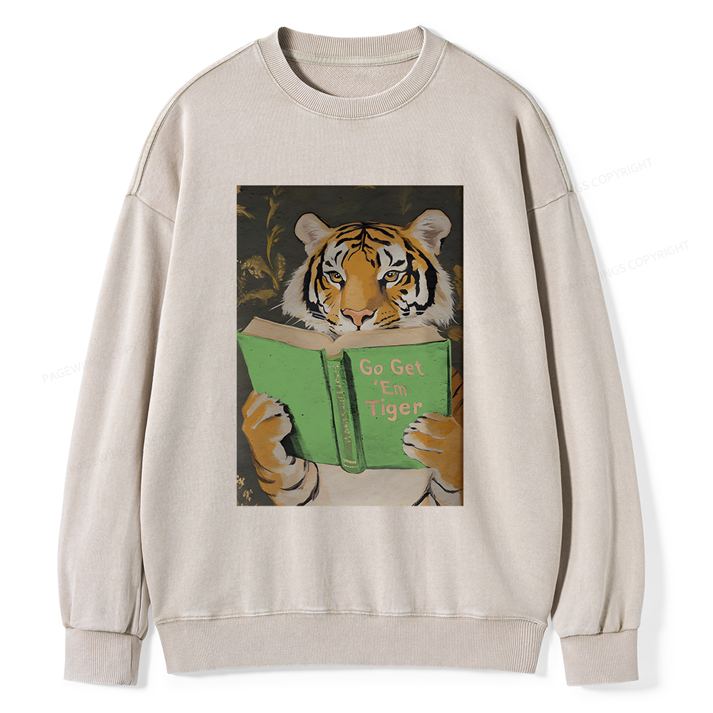 Pagewings Motivational Tiger Unisex Washed Sweatshirt