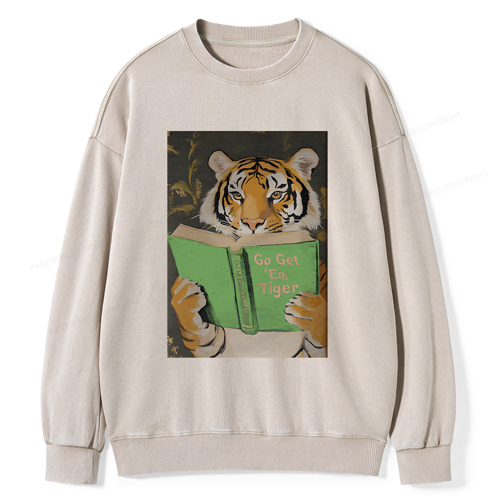 Pagewings Motivational Tiger Unisex Washed Sweatshirt