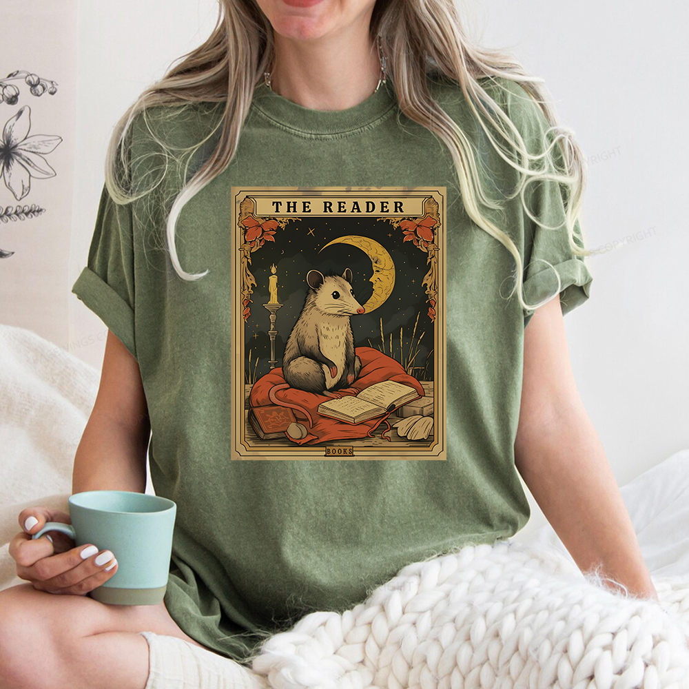Pagewings The Reader Tarot Card Unisex Washed T-shirt