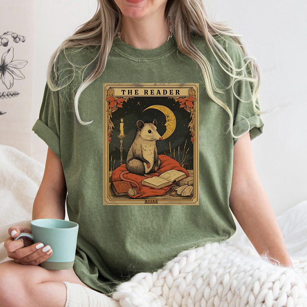 Pagewings The Reader Tarot Card Unisex Washed T-shirt