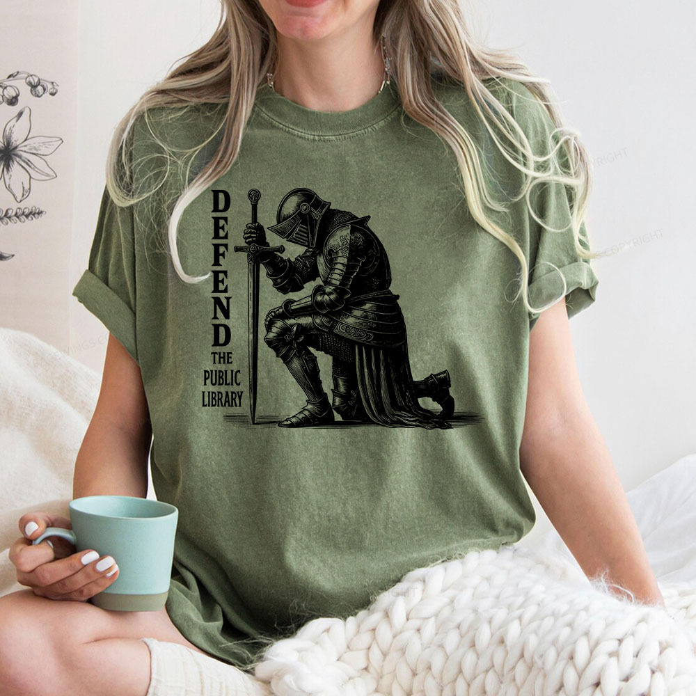 Pagewings Defend the Public Library Unisex Washed T-shirt