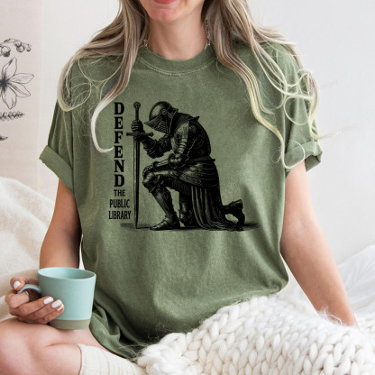 Pagewings Defend the Public Library Unisex Washed T-shirt