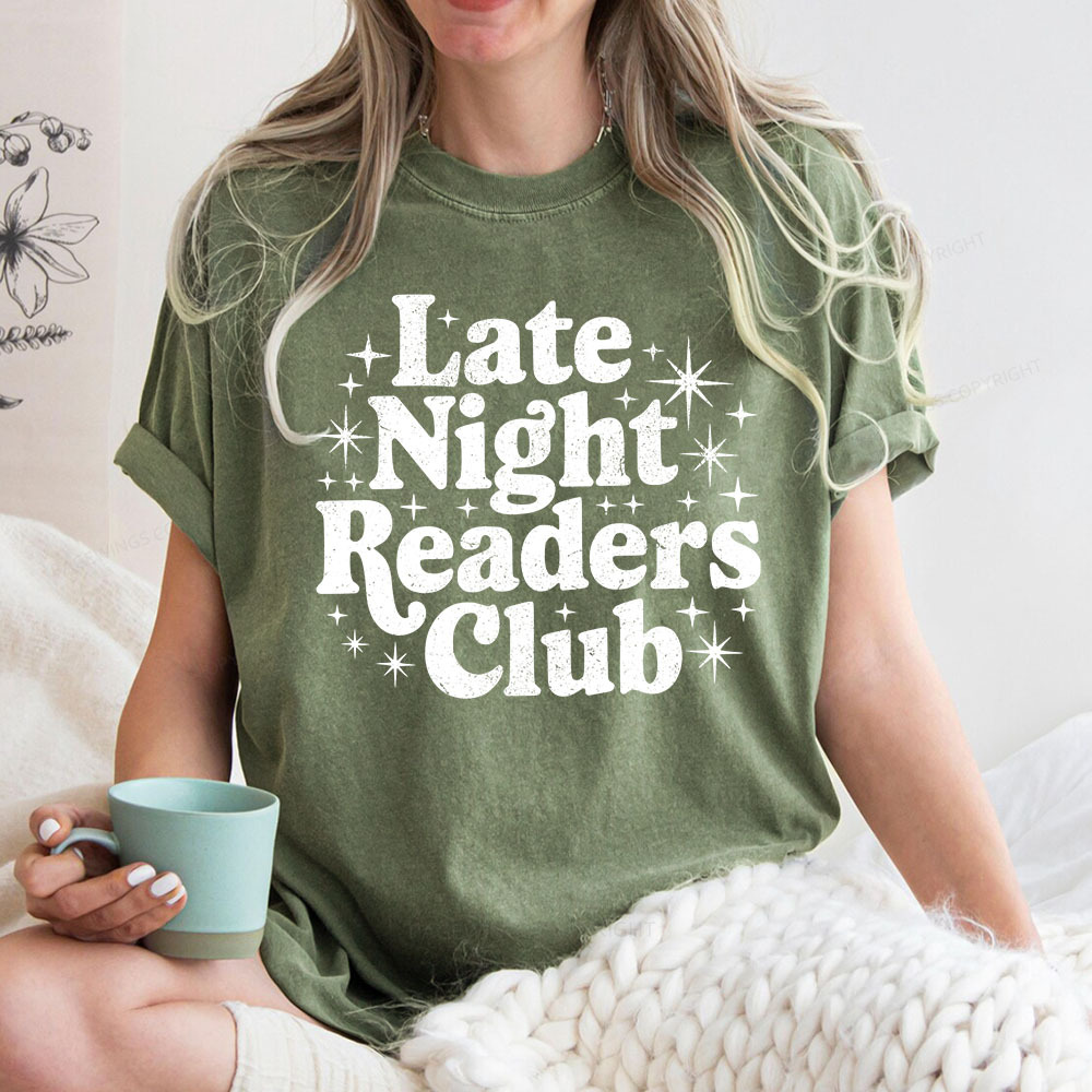 Pagewings Late Night Readers Club Unisex Washed T-shirt