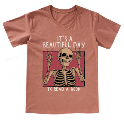 Pagewings It's A Beautiful Day To Read A Book V-neck T-shirt