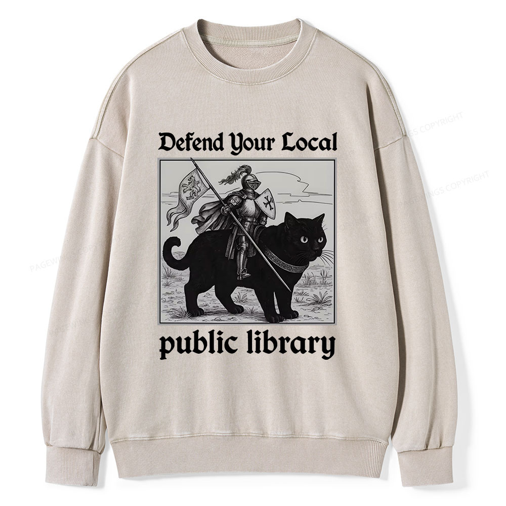 Pagewings Defend Your Local public library Unisex Washed Sweatshirt