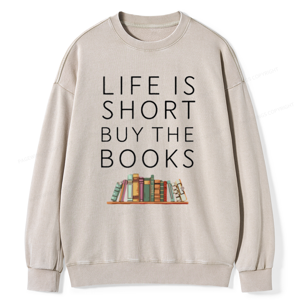 Pagewing Buy The Books Unisex Tee Unisex Washed Sweatshirt