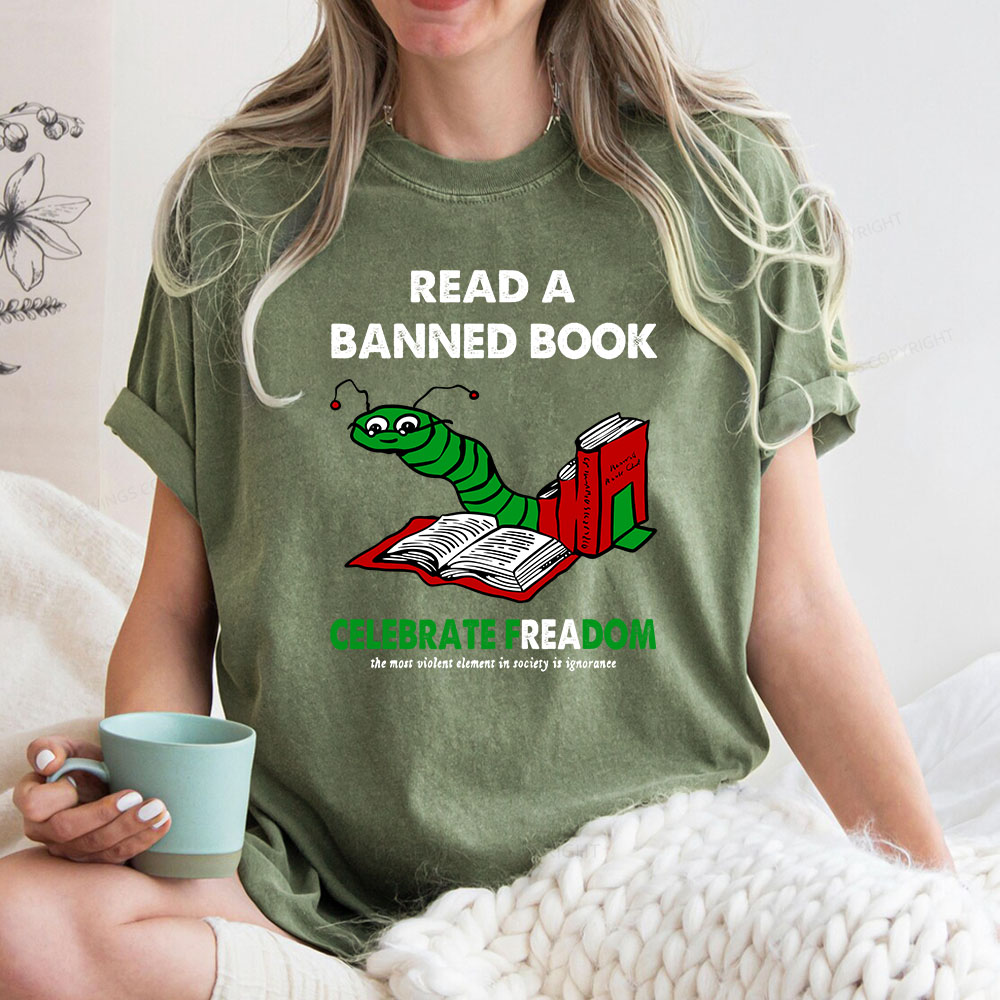 Pagewings Read A Banned Book Unisex Washed T-shirt
