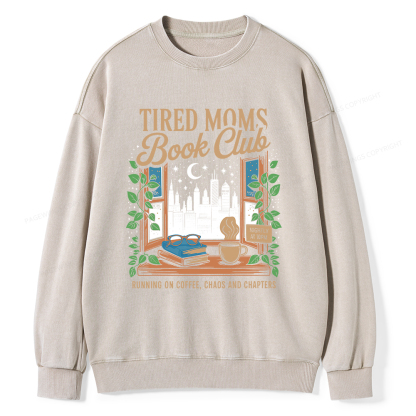 Pagewings Tired Moms Book Club Unisex Washed Sweatshirt