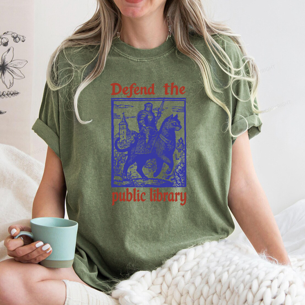 Pagewings Defend the Public Library Unisex Washed T-shirt
