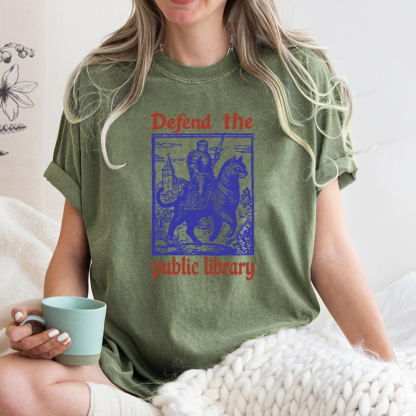 Pagewings Defend the Public Library Unisex Washed T-shirt