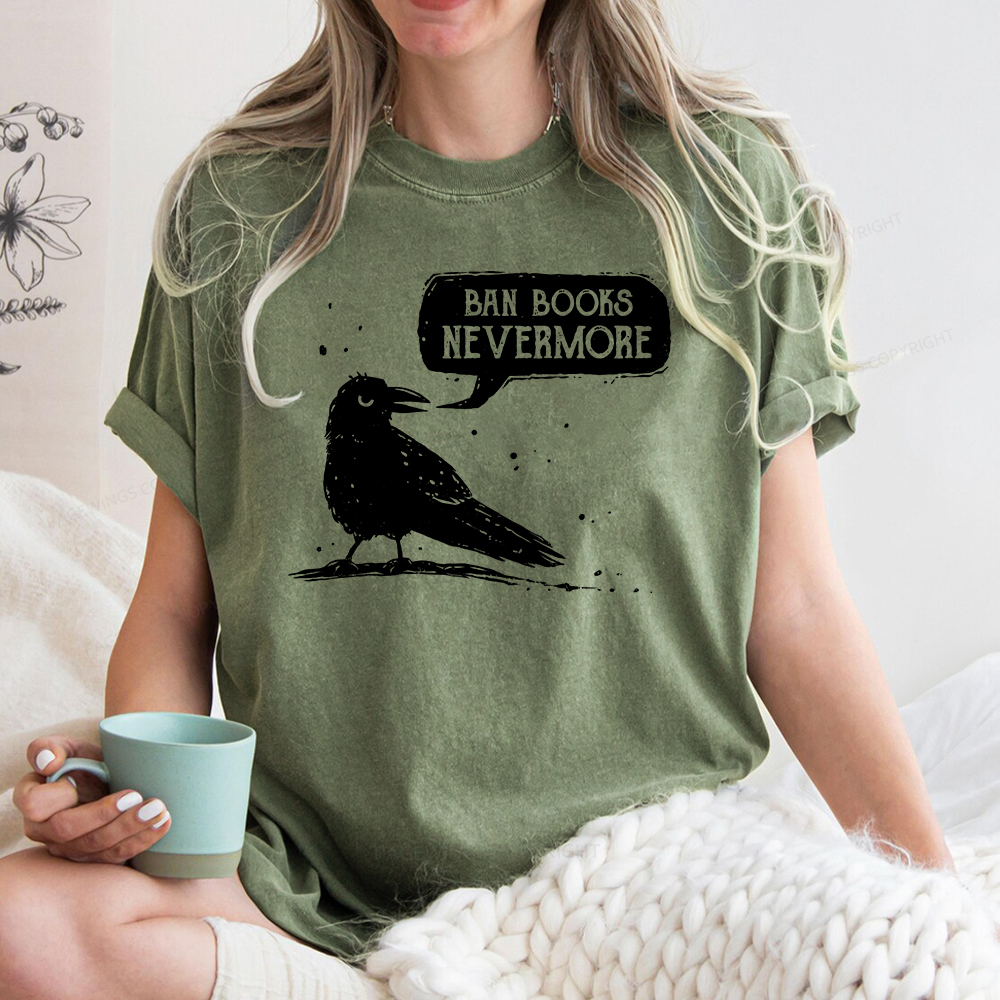 Pagewings Ban Books Nevermore Unisex Washed T-shirt