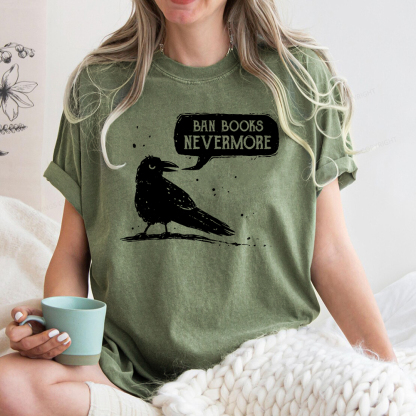 Pagewings Ban Books Nevermore Unisex Washed T-shirt
