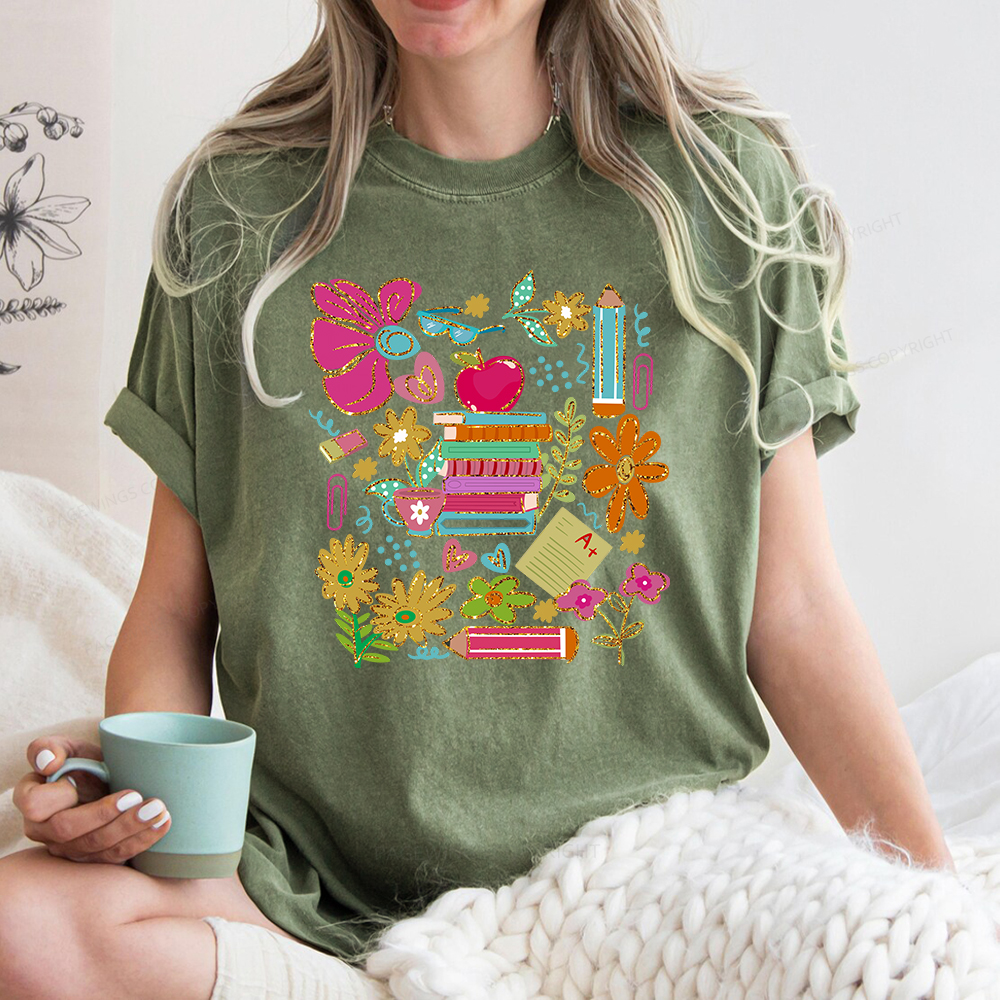 Pagewings Back to School Bookish Unisex Washed T-shirt