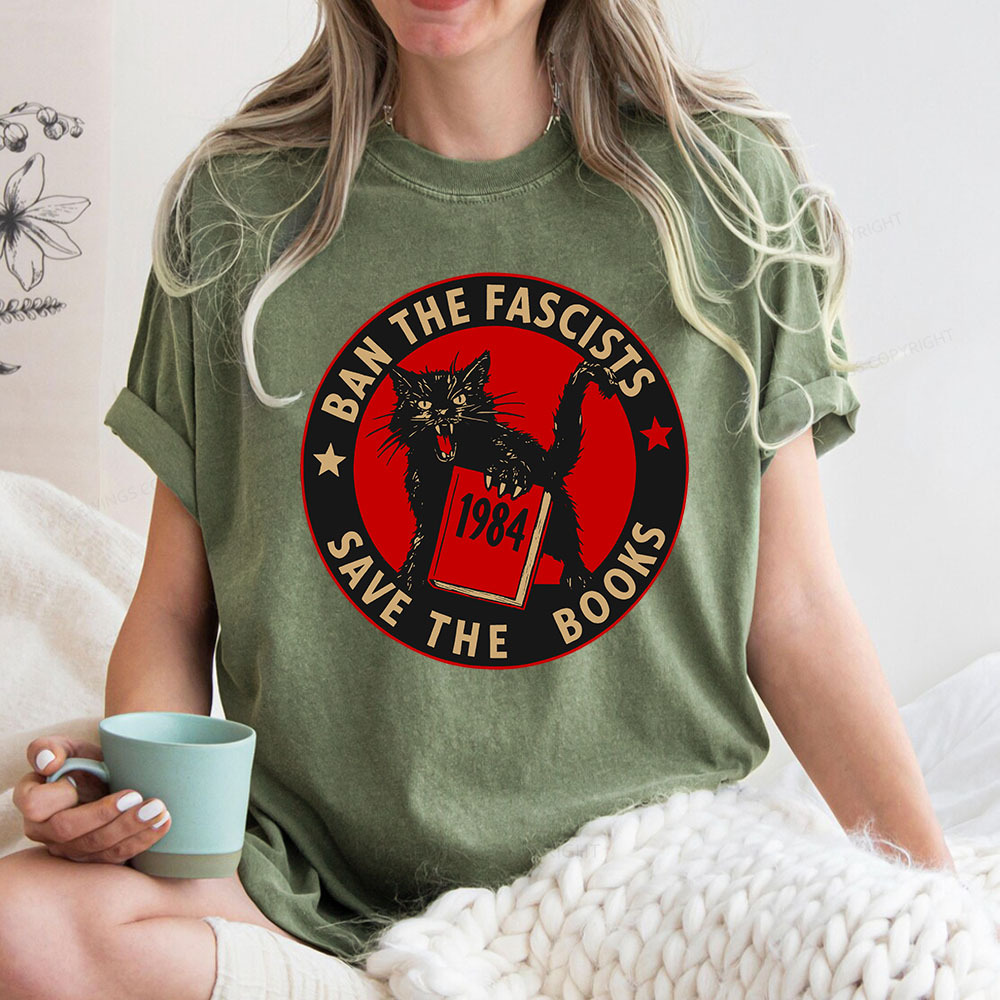 Pagewings Ban The Fascists Save The Books Unisex Washed T-shirt