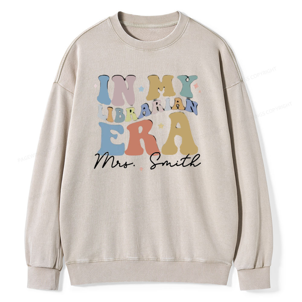 Pagewings Personalized In My Librarian Era Shirt Unisex Washed Sweatshirt