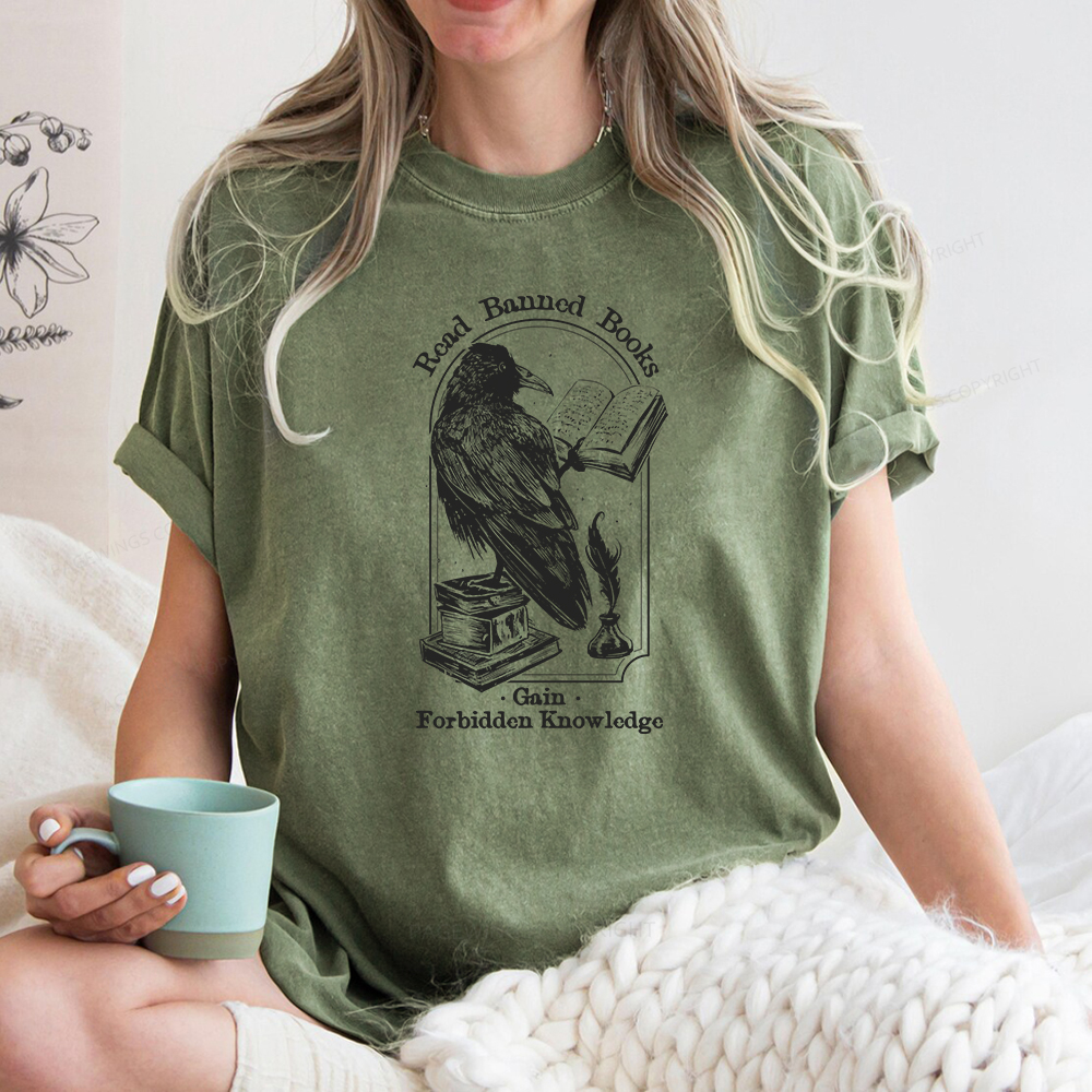 Pagewings Read Banned Books Gain Forbidden Knowledge Unisex Washed T-shirt
