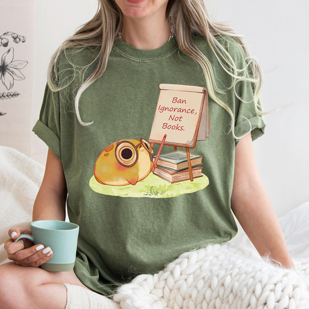 Pagewings Ban Ignorance Not Books Unisex Washed T-shirt