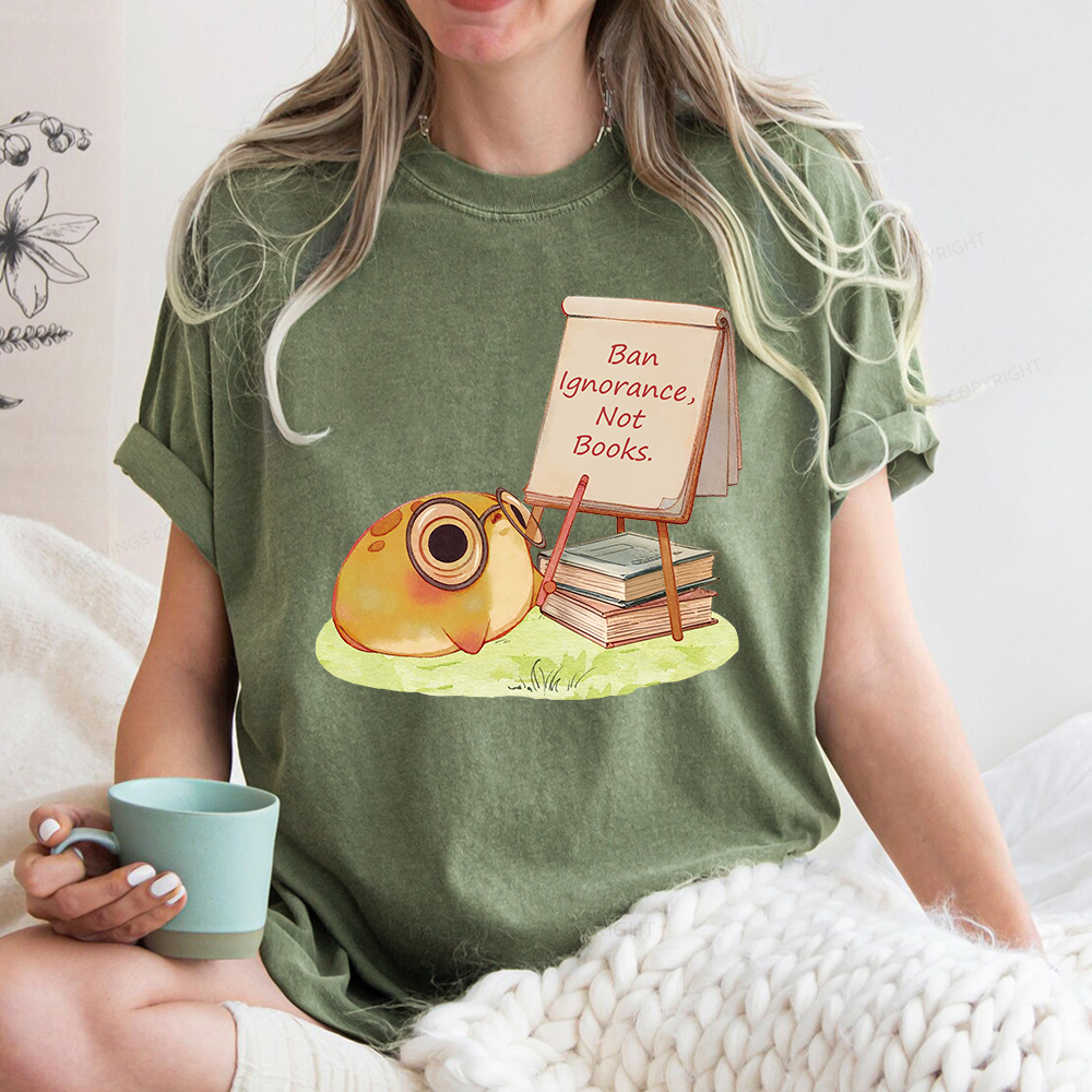 Pagewings Ban Ignorance Not Books Unisex Washed T-shirt