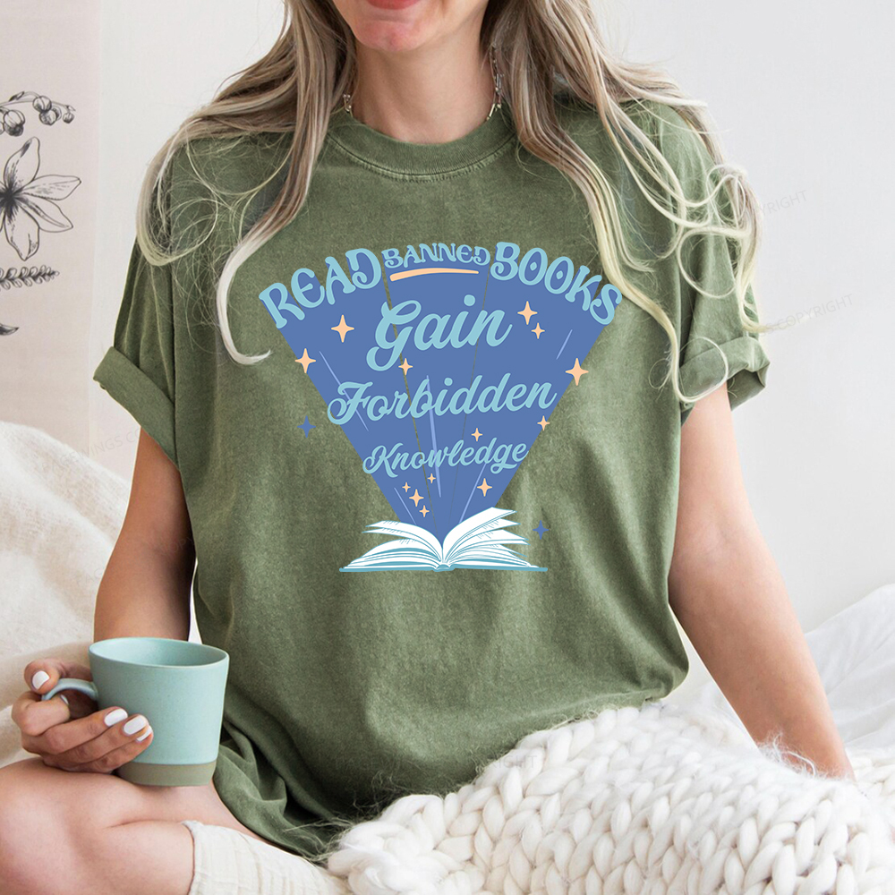 Pagewings Read Banned Books Gain Forbidden Knowledge Unisex Washed T-shirt