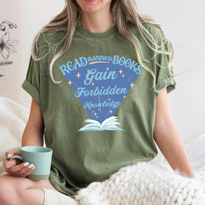 Pagewings Read Banned Books Gain Forbidden Knowledge Unisex Washed T-shirt
