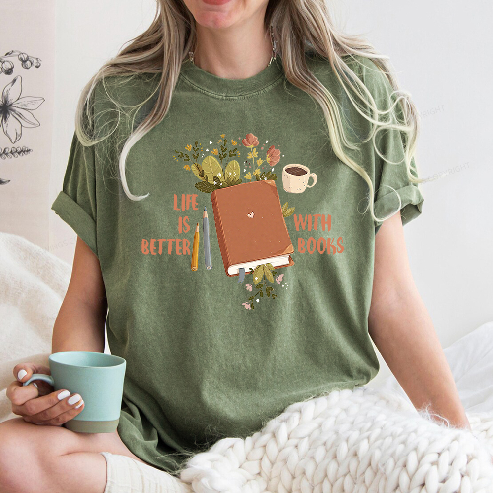 Pagewings Life Is Better With Books Unisex Washed T-shirt