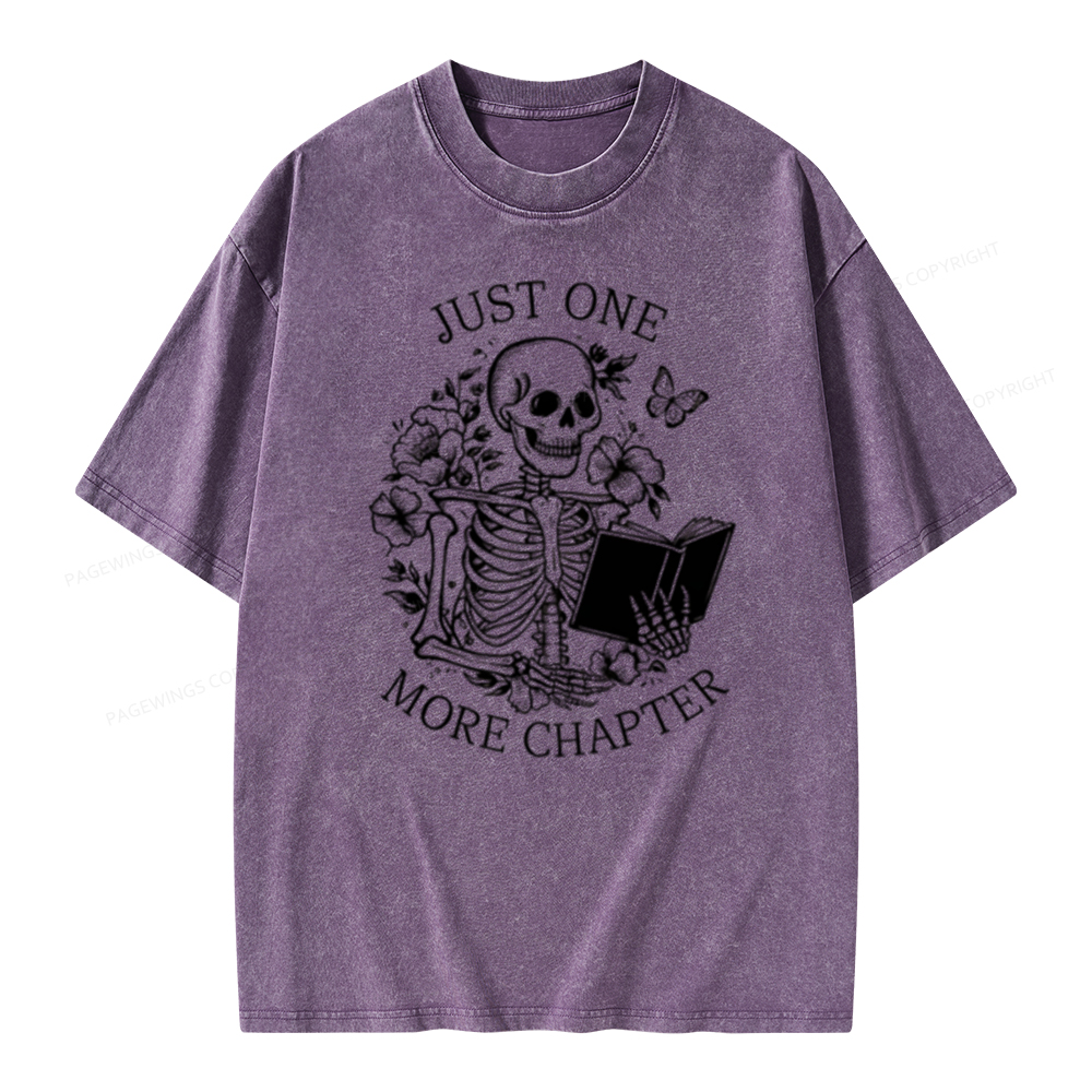 Pagewing One More Chapter Skeleton Unisex Tee Unisex Washed T-shirt