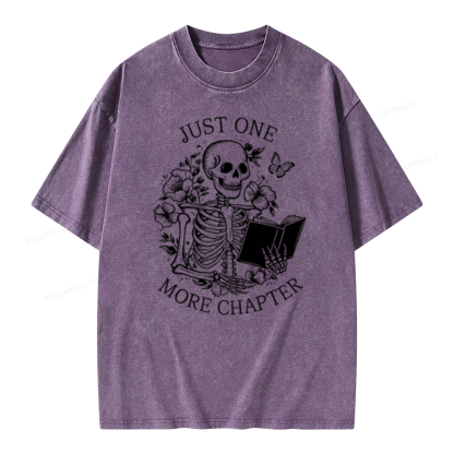 Pagewing One More Chapter Skeleton Unisex Tee Unisex Washed T-shirt