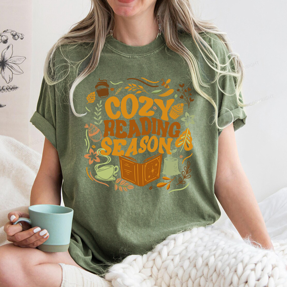 Pagewings Cozy Reading Season Unisex Washed T-shirt